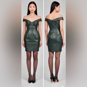 Sensation Vintage Off Shoulder Princess Style Women  REAL Leather Dress.